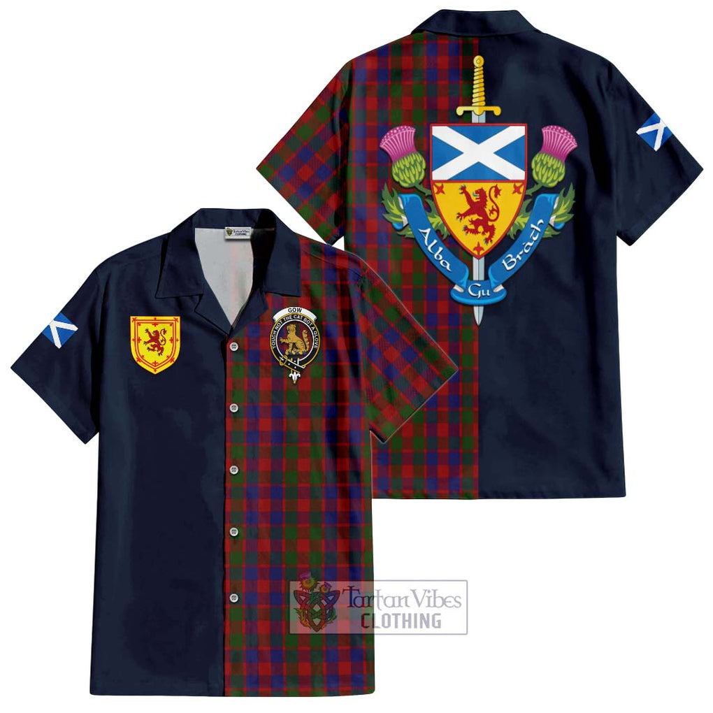 Gow Tartan Hawaiian Shirt Alba with Scottish Lion Royal Arm Half Style Kid - Tartan Vibes Clothing