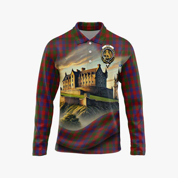 Gow Tartan Family Crest Long Sleeve Polo Shirt with Scottish Ancient Castle Style Unisex - Tartan Vibes Clothing