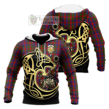 Gow Tartan Knitted Hoodie with Family Crest Celtic Wolf Style Unisex Knitted Pullover Hoodie - Tartan Vibes Clothing