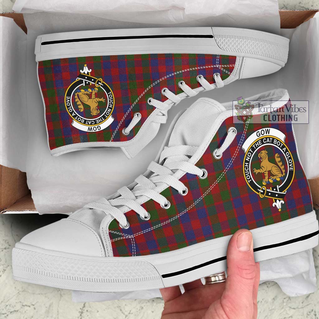 Gow Tartan High Top Shoes with Family Crest Kid High Top - White Sole - Tartan Vibes Clothing