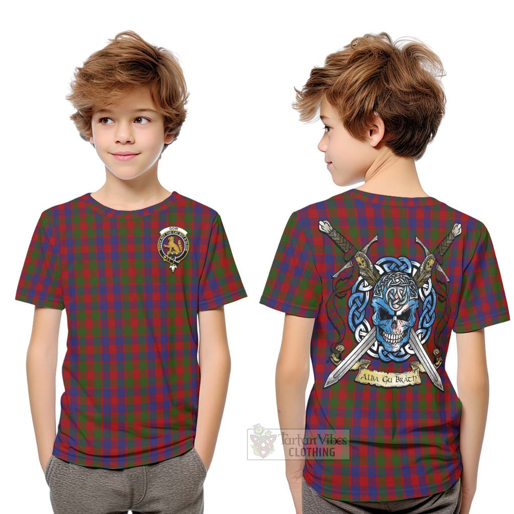 Gow Tartan Kid T-Shirt with Family Crest Celtic Skull Style Youth XL Size14 - Tartan Vibes Clothing