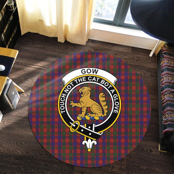 Gow Tartan Round Rug with Family Crest Premium Round Rug - Tartan Vibes Clothing