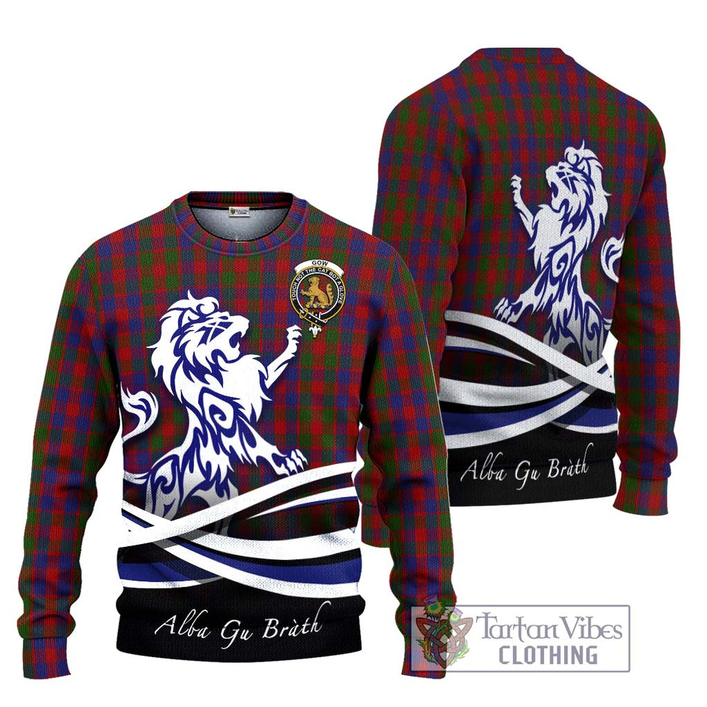 Gow Tartan Ugly Sweater with Alba Gu Brath Regal Lion Emblem Unisex - Tartan Vibes Clothing