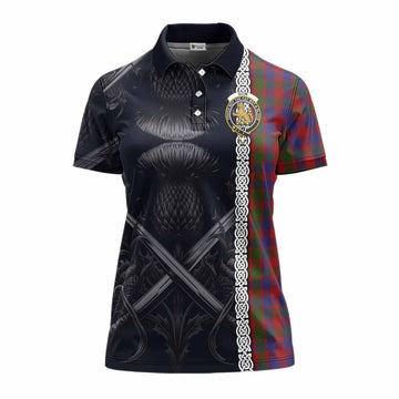 Gow Tartan Women's Polo Shirt with Family Crest Cross Sword Thistle Celtic Vibes Women - Tartan Vibes Clothing
