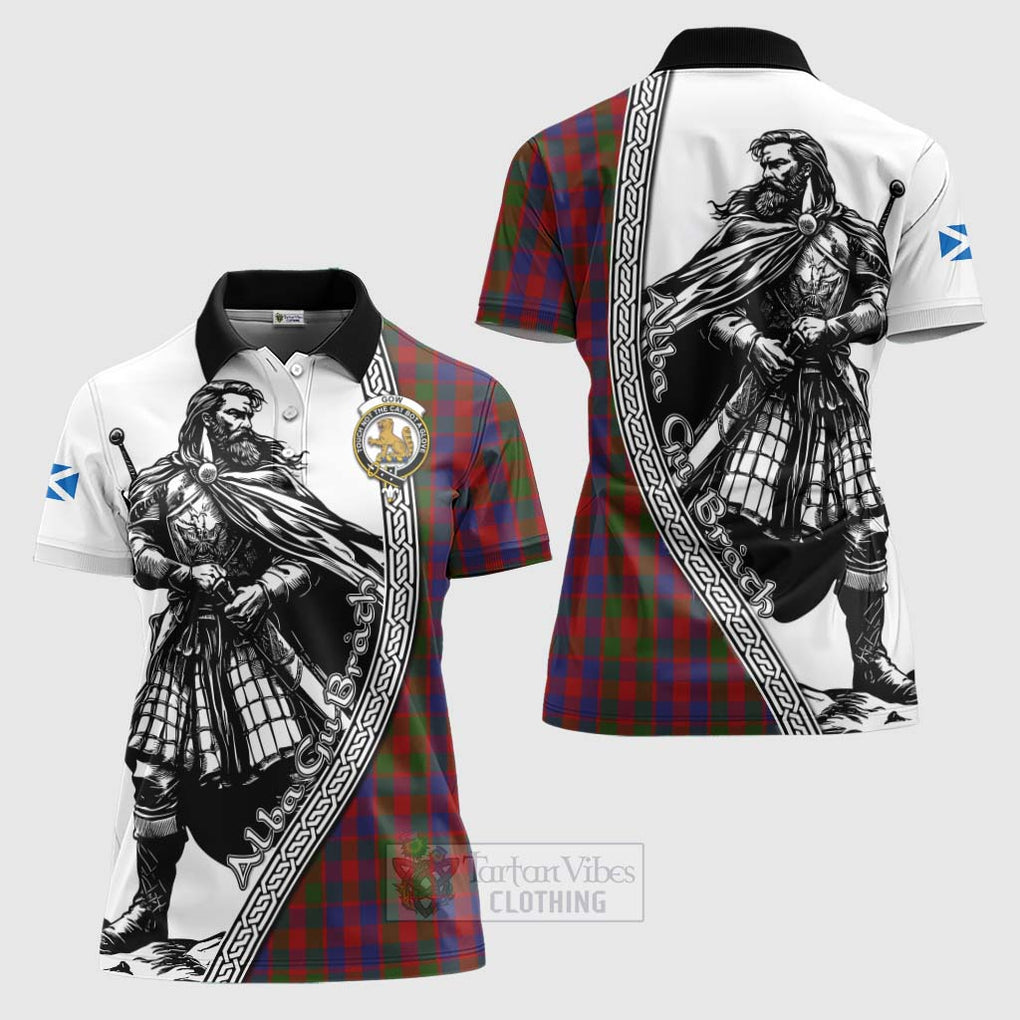 Gow Tartan Clan Crest Women's Polo Shirt with Highlander Warrior Celtic Style Women - Tartan Vibes Clothing