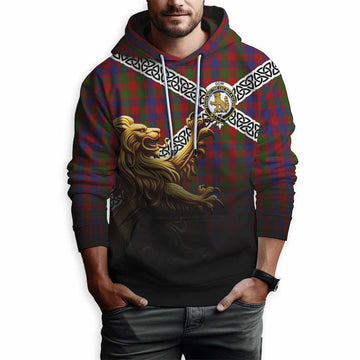 Gow Crest Tartan Hoodie with Golden Lion Emblem Celtic Style Pullover Hoodie - Tartan Vibes Clothing