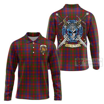 Gow Tartan Long Sleeve Polo Shirt with Family Crest Celtic Skull Style Unisex - Tartan Vibes Clothing