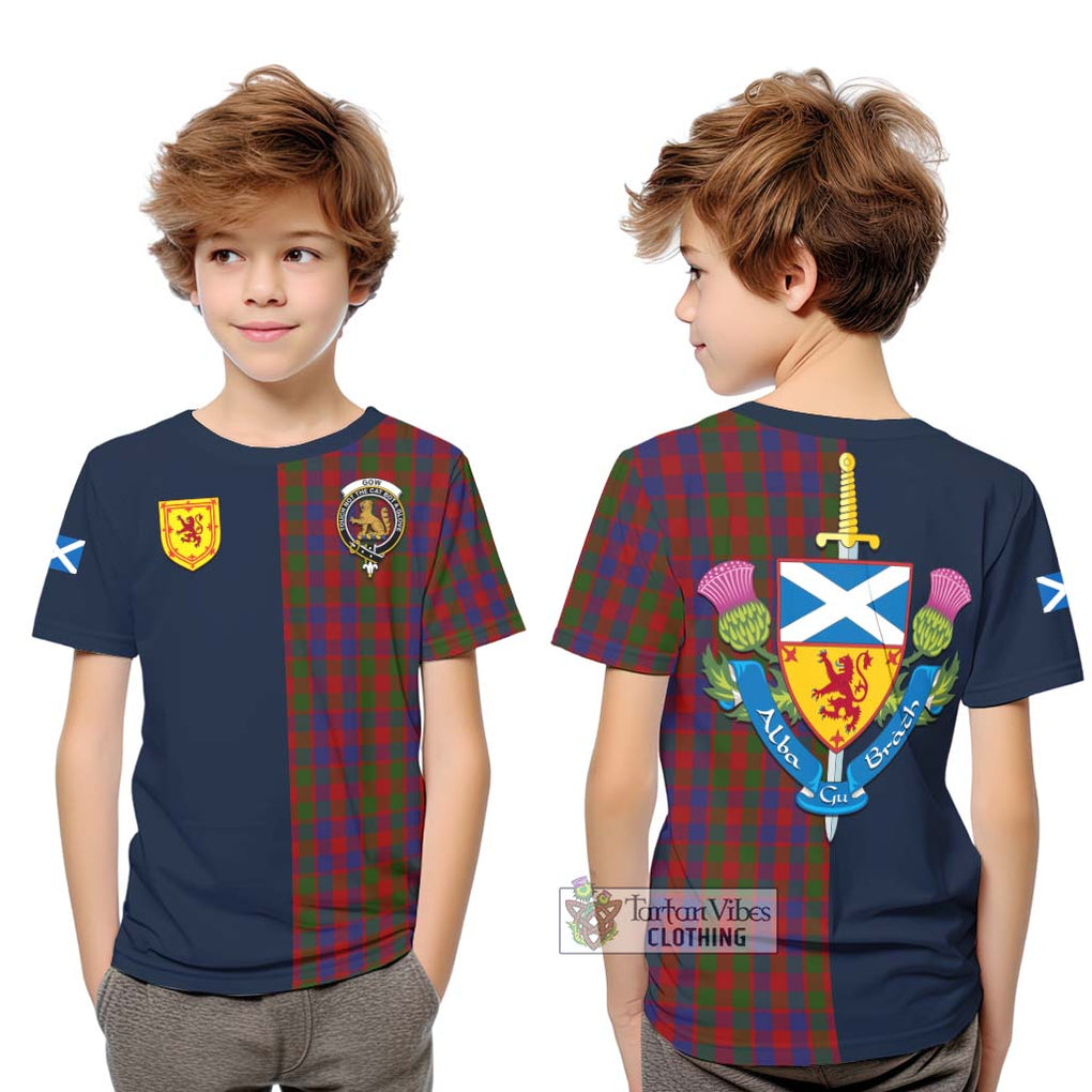 Gow Tartan Kid T-Shirt Alba with Scottish Lion Royal Arm Half Style Youth XL Size14 - Tartan Vibes Clothing