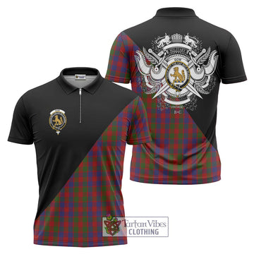 Gow Tartan Zipper Polo Shirt with Family Crest and Military Logo Style Unisex - Tartan Vibes Clothing