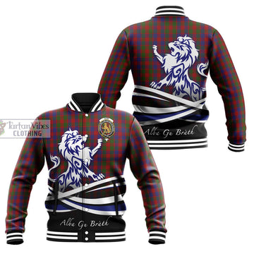 Gow Tartan Baseball Jacket with Alba Gu Brath Regal Lion Emblem Unisex - Tartan Vibes Clothing