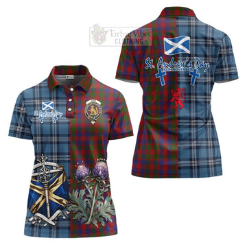 Gow Tartan Women's Polo Shirt Happy St. Andrew's Day Half Tartan Style Women - Tartan Vibes Clothing