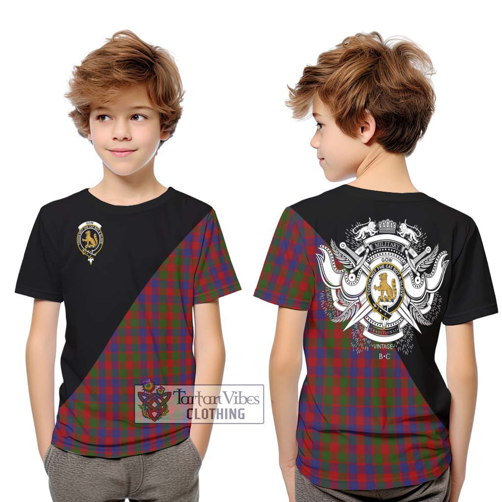 Gow Tartan Kid T-Shirt with Family Crest and Military Logo Style Youth XL Size14 - Tartan Vibes Clothing
