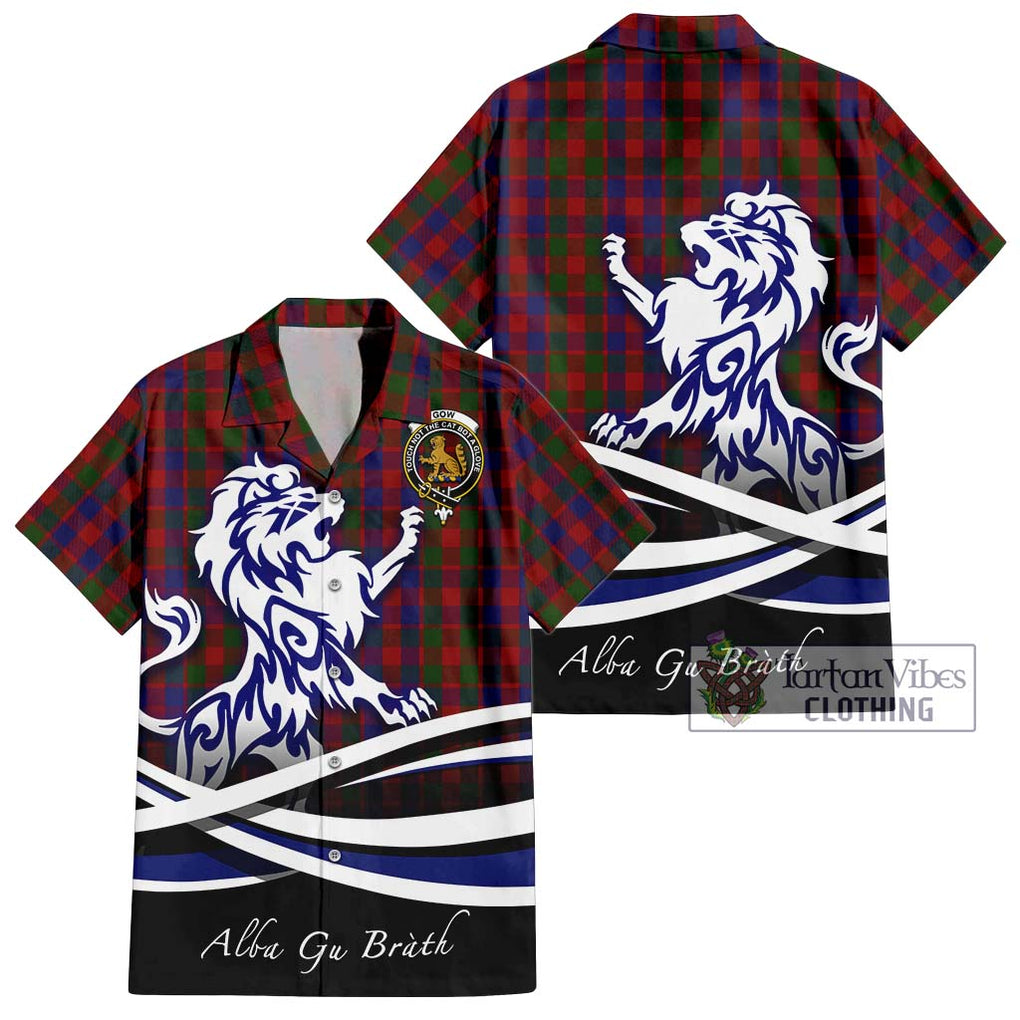 Gow Tartan Hawaiian Shirt with Alba Gu Brath Regal Lion Emblem Kid - Tartan Vibes Clothing
