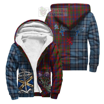 Gow Tartan Sherpa Hoodie Happy St. Andrew's Day Half Tartan Style Unisex S - Tartan Vibes Clothing