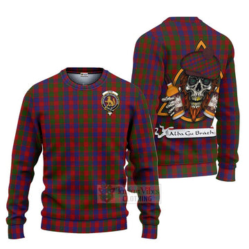 Gow Tartan Ugly Sweater with Family Crest and Bearded Skull Holding Bottles of Whiskey Unisex - Tartan Vibes Clothing