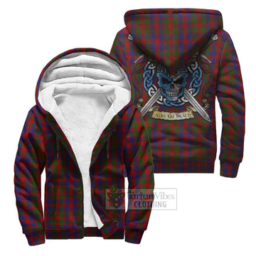 Gow Tartan Sherpa Hoodie with Family Crest Celtic Skull Style Unisex S - Tartan Vibes Clothing