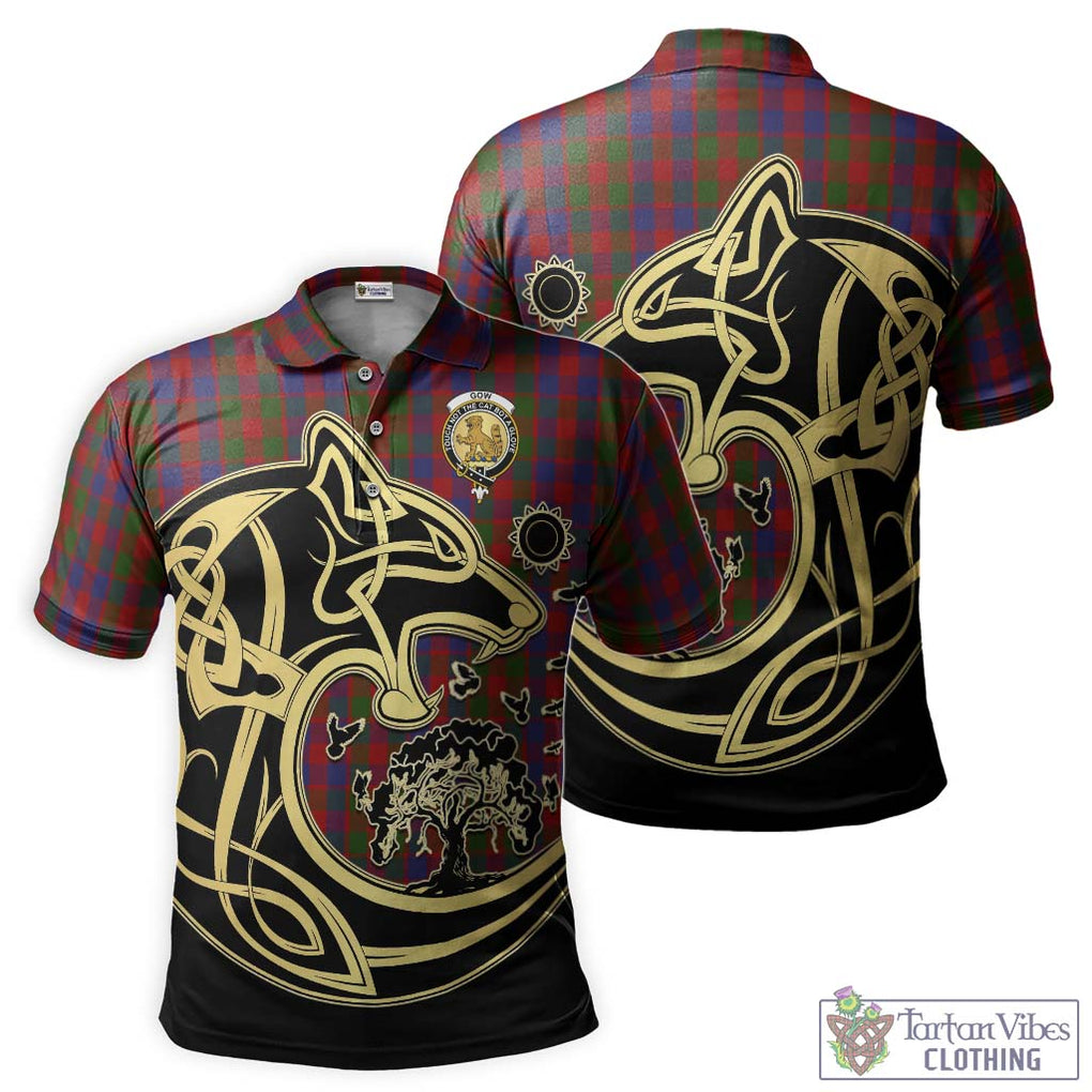 Gow Tartan Polo Shirt with Family Crest Celtic Wolf Style Kid - Tartan Vibes Clothing