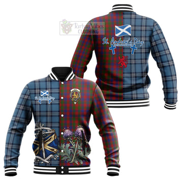 Gow Tartan Baseball Jacket Happy St. Andrew's Day Half Tartan Style Unisex - Tartan Vibes Clothing