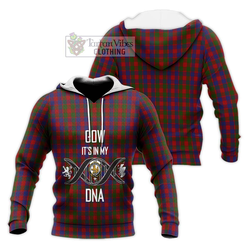 Gow Tartan Knitted Hoodie with Family Crest DNA In Me Style Unisex Knitted Pullover Hoodie - Tartan Vibes Clothing
