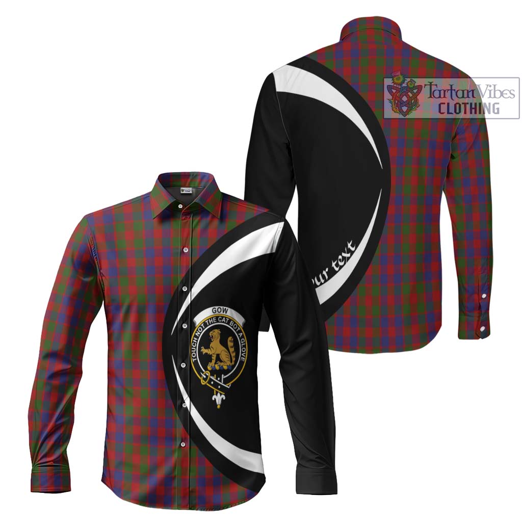 Gow Tartan Long Sleeve Button Up with Family Crest Circle Style Men's Shirt S - Tartan Vibes Clothing