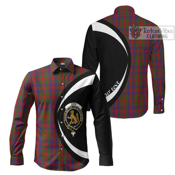 Gow Tartan Long Sleeve Button Up with Family Crest Circle Style Men's Shirt S - Tartan Vibes Clothing