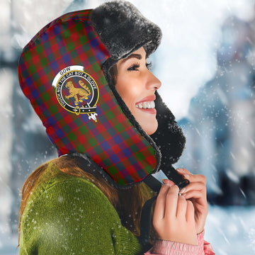 Gow Tartan Winter Trapper Hat with Family Crest Winter Trapper Hat Universal Fit Circumference 22.8in (58cm) - Tartan Vibes Clothing