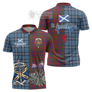 Gow Tartan Zipper Polo Shirt Happy St. Andrew's Day Half Tartan Style Unisex - Tartan Vibes Clothing