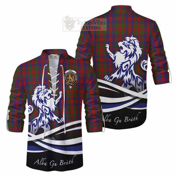 Gow Tartan Ghillie Kilt Shirt with Alba Gu Brath Regal Lion Emblem Men - Tartan Vibes Clothing
