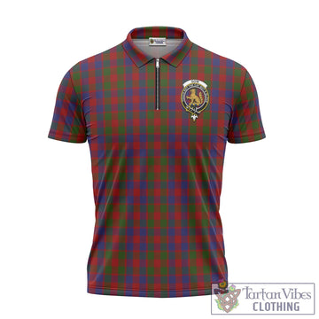 Gow Tartan Zipper Polo Shirt with Family Crest