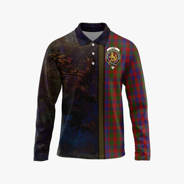 Gow Tartan Family Crest Long Sleeve Polo Shirt Alba Gu Brath Be Brave Lion Ancient Style Unisex - Tartan Vibes Clothing