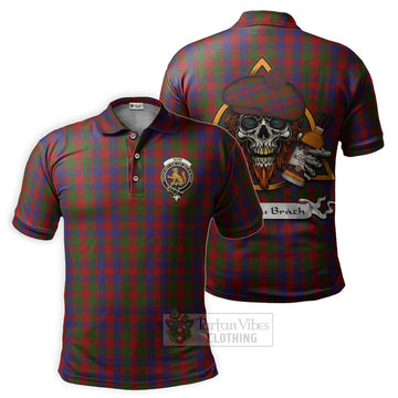 Gow Tartan Polo Shirt with Family Crest and Bearded Skull Holding Bottles of Whiskey Kid - Tartan Vibes Clothing