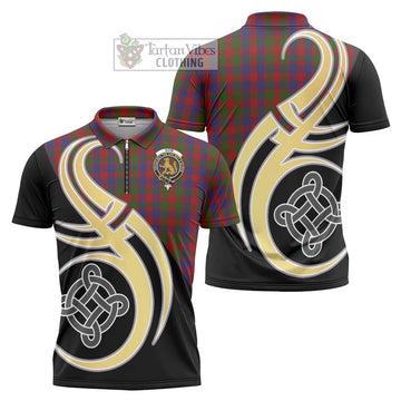 Gow Tartan Zipper Polo Shirt with Family Crest and Celtic Symbol Style Unisex - Tartan Vibes Clothing