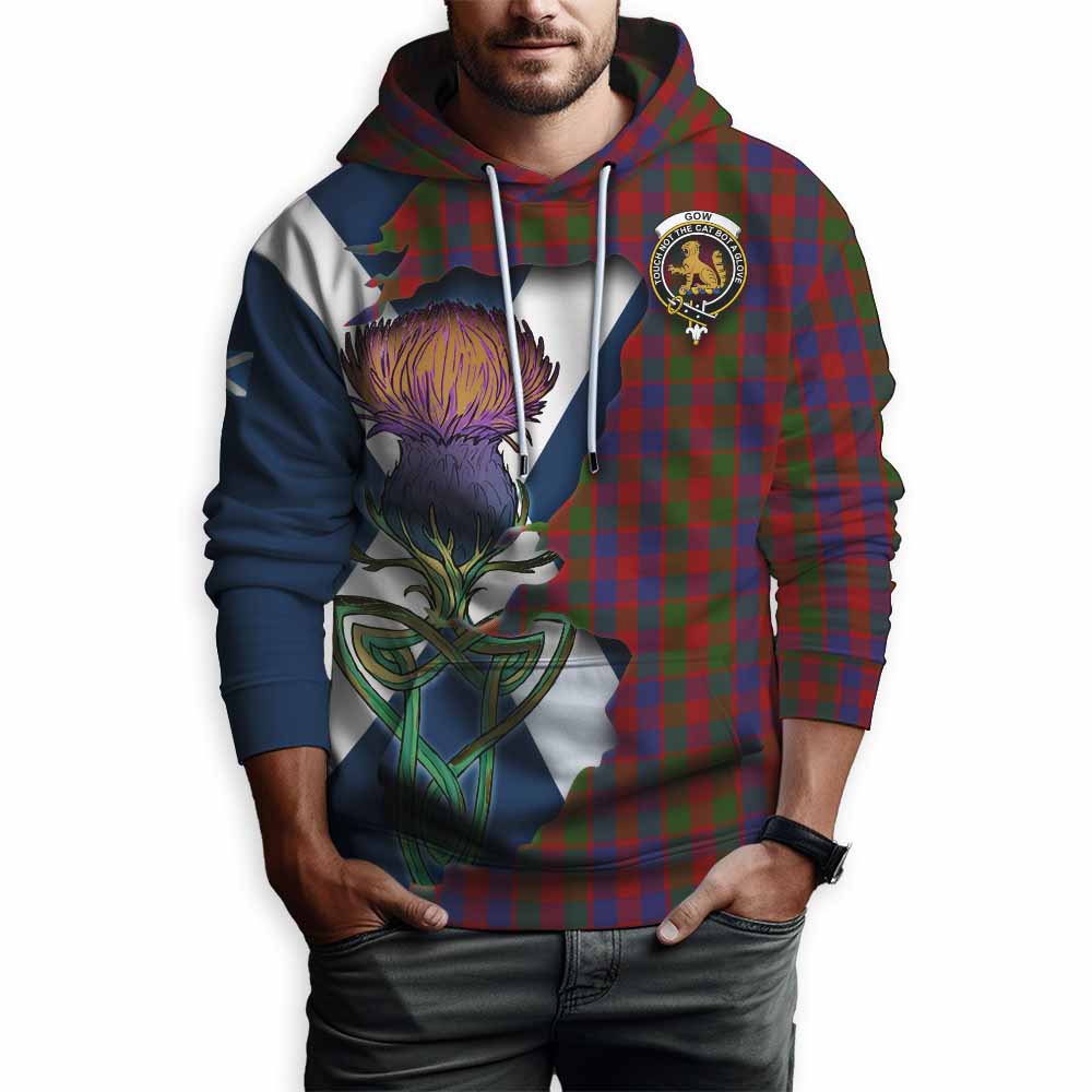Gow Tartan Family Crest Hoodie Scottish Thistle Celtic Inspired Pullover Hoodie - Tartan Vibes Clothing