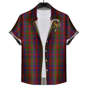 Gow Tartan Short Sleeve Button Down Shirt with Family Crest