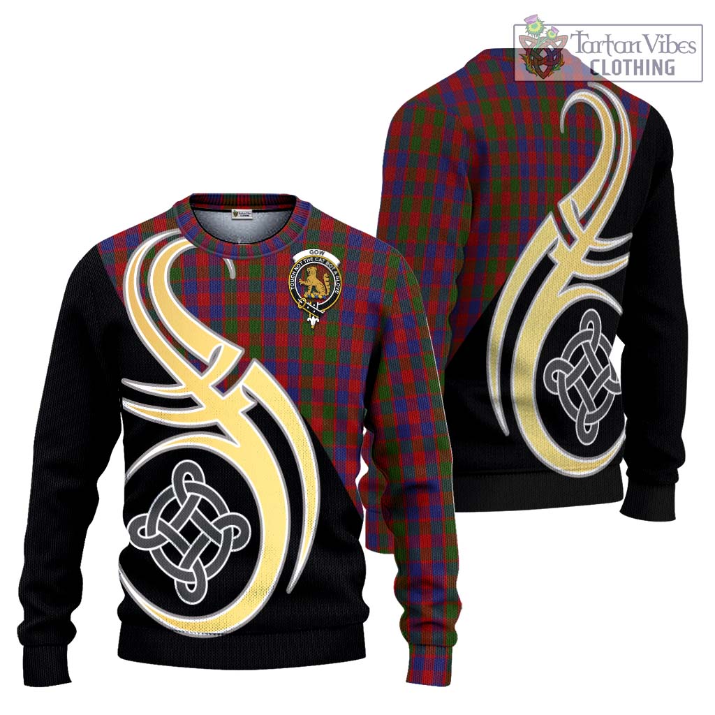 Gow Tartan Ugly Sweater with Family Crest and Celtic Symbol Style Unisex - Tartan Vibes Clothing