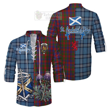 Gow Tartan Ghillie Kilt Shirt Happy St. Andrew's Day Half Tartan Style Men - Tartan Vibes Clothing
