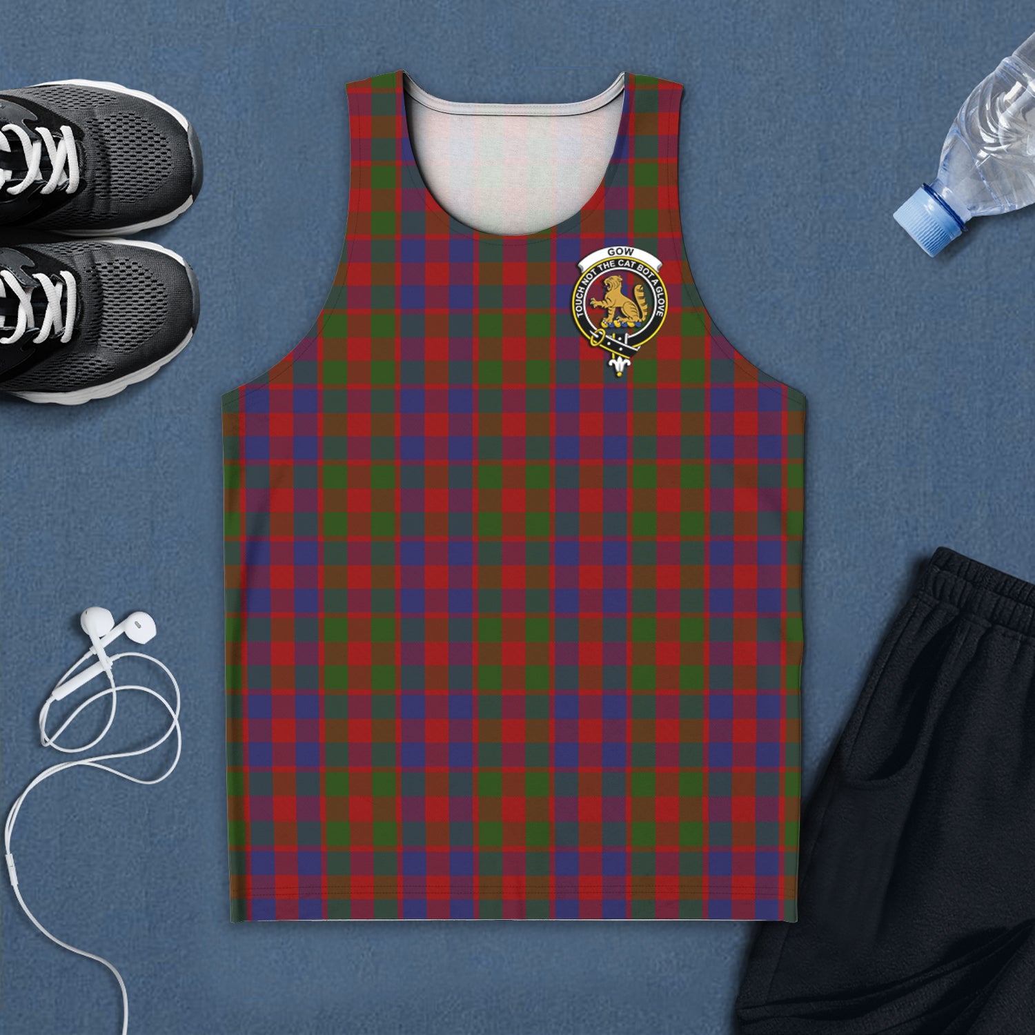 Gow Tartan Mens Tank Top with Family Crest 5XL - Tartan Vibes Clothing
