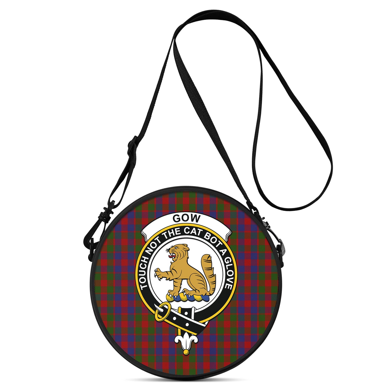Gow Tartan Round Satchel Bags with Family Crest One Size 9*9*2.7 inch - Tartan Vibes Clothing