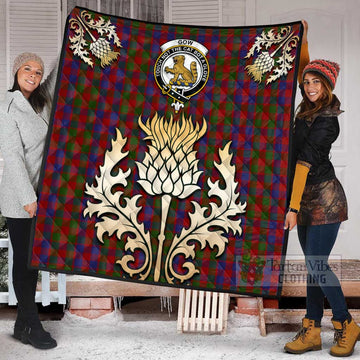 Tartan Vibes Clothing Gow Tartan Quilt with Family Crest and Golden Thistle Style