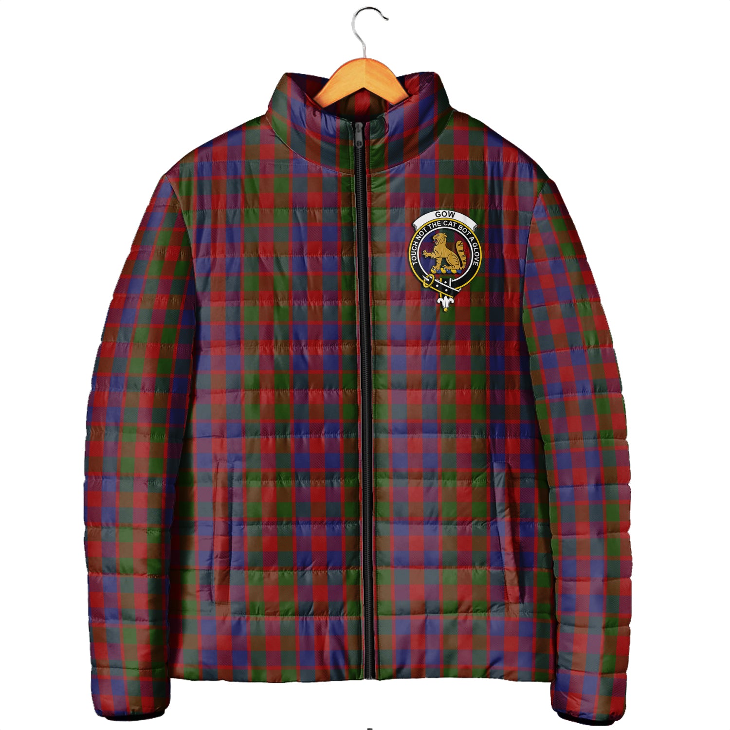 Gow Tartan Padded Jacket with Family Crest Men's Padded Jacket - Tartan Vibes Clothing