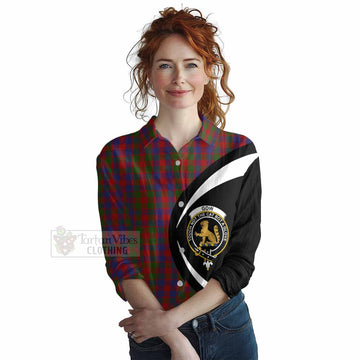 Tartan Vibes Clothing Gow Tartan Women's Casual Shirt with Family Crest Circle Style