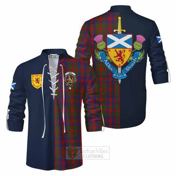 Gow Tartan Ghillie Kilt Shirt Alba with Scottish Lion Royal Arm Half Style Men - Tartan Vibes Clothing