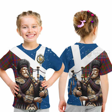 Gow Tartan Kid T-Shirt with Family Crest Scottish Bagpiper Vibes - Tartan Vibes Clothing