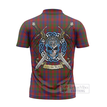 Gow Tartan Zipper Polo Shirt with Family Crest Celtic Skull Style - Tartan Vibes Clothing