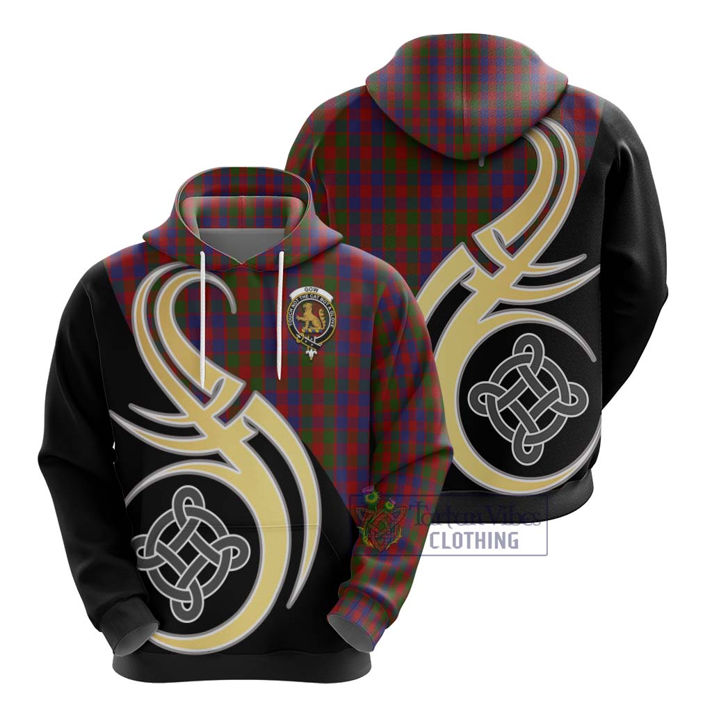 Gow Tartan Hoodie with Family Crest and Celtic Symbol Style - Tartan Vibes Clothing