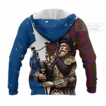 Gow Tartan Knitted Hoodie with Family Crest Scottish Bagpiper Vibes - Tartan Vibes Clothing