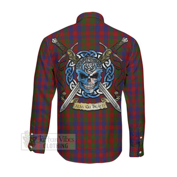 Gow Tartan Long Sleeve Button Shirt with Family Crest Celtic Skull Style Men's Shirt - Tartan Vibes Clothing