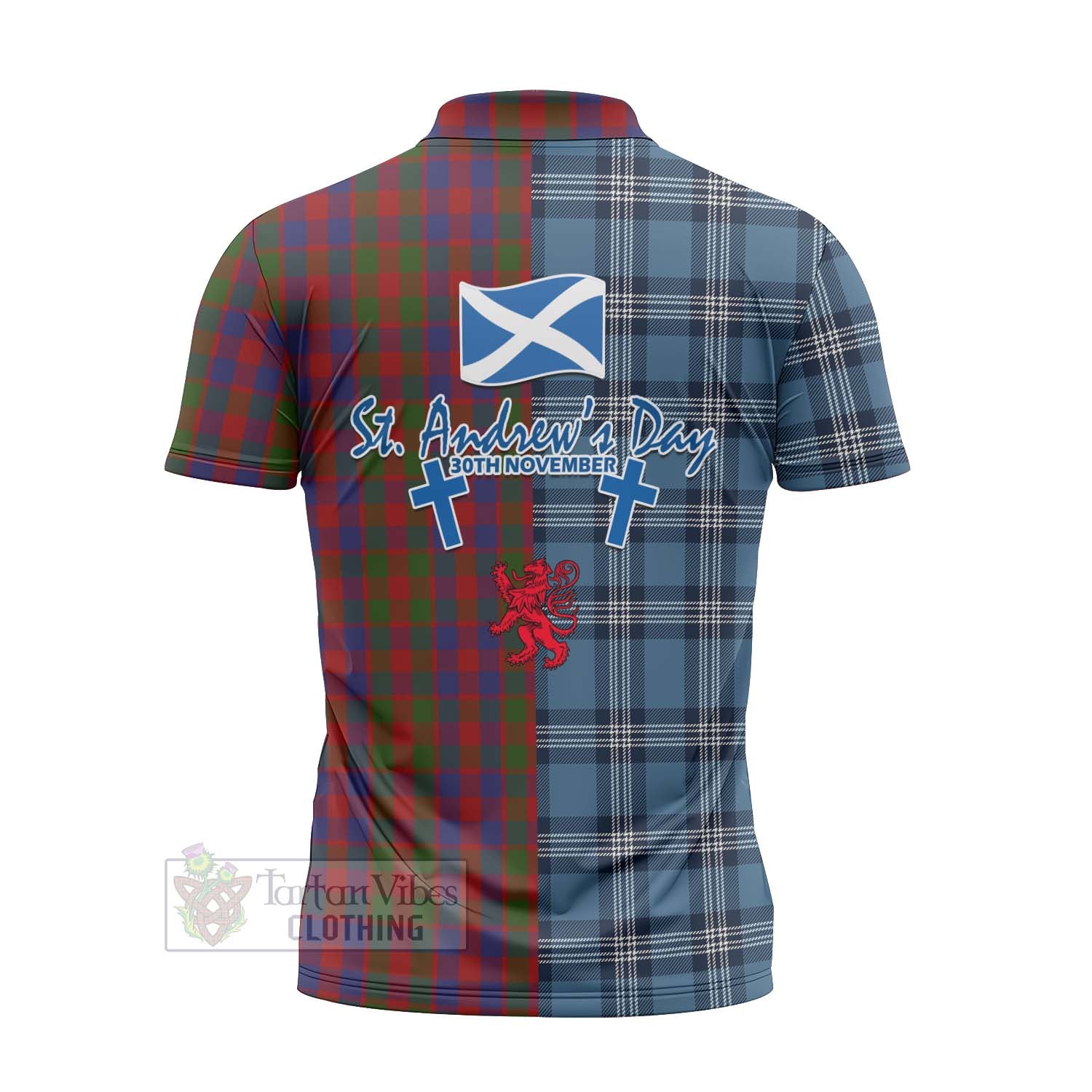 Gow Tartan Zipper Polo Shirt Happy St. Andrew's Day Half Tartan Style - Tartan Vibes Clothing