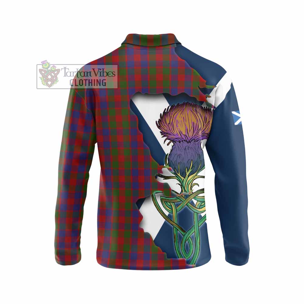 Tartan Vibes Clothing Gow Tartan Family Crest Long Sleeve Polo Shirt Scottish Thistle Celtic Inspired