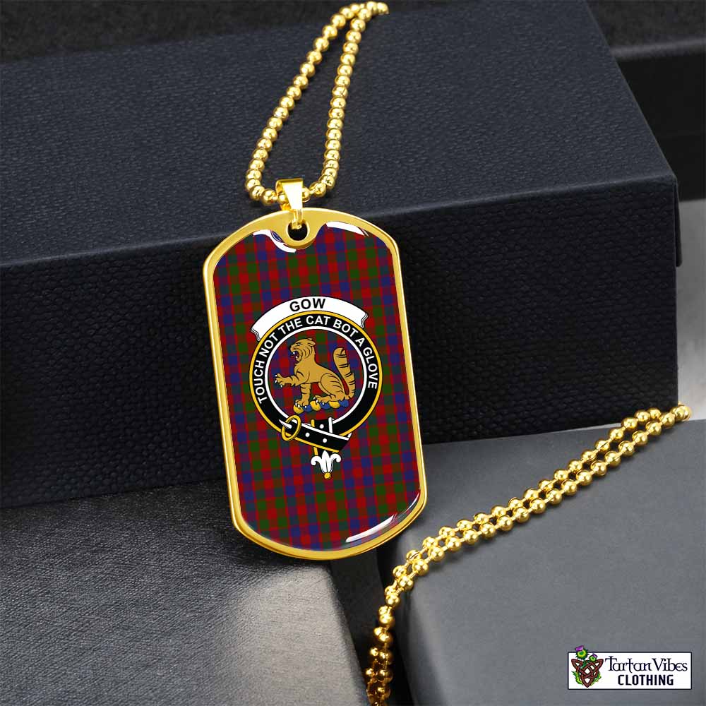 Gow Tartan Dog Tag Necklace with Family Crest Gold No - Tartan Vibes Clothing
